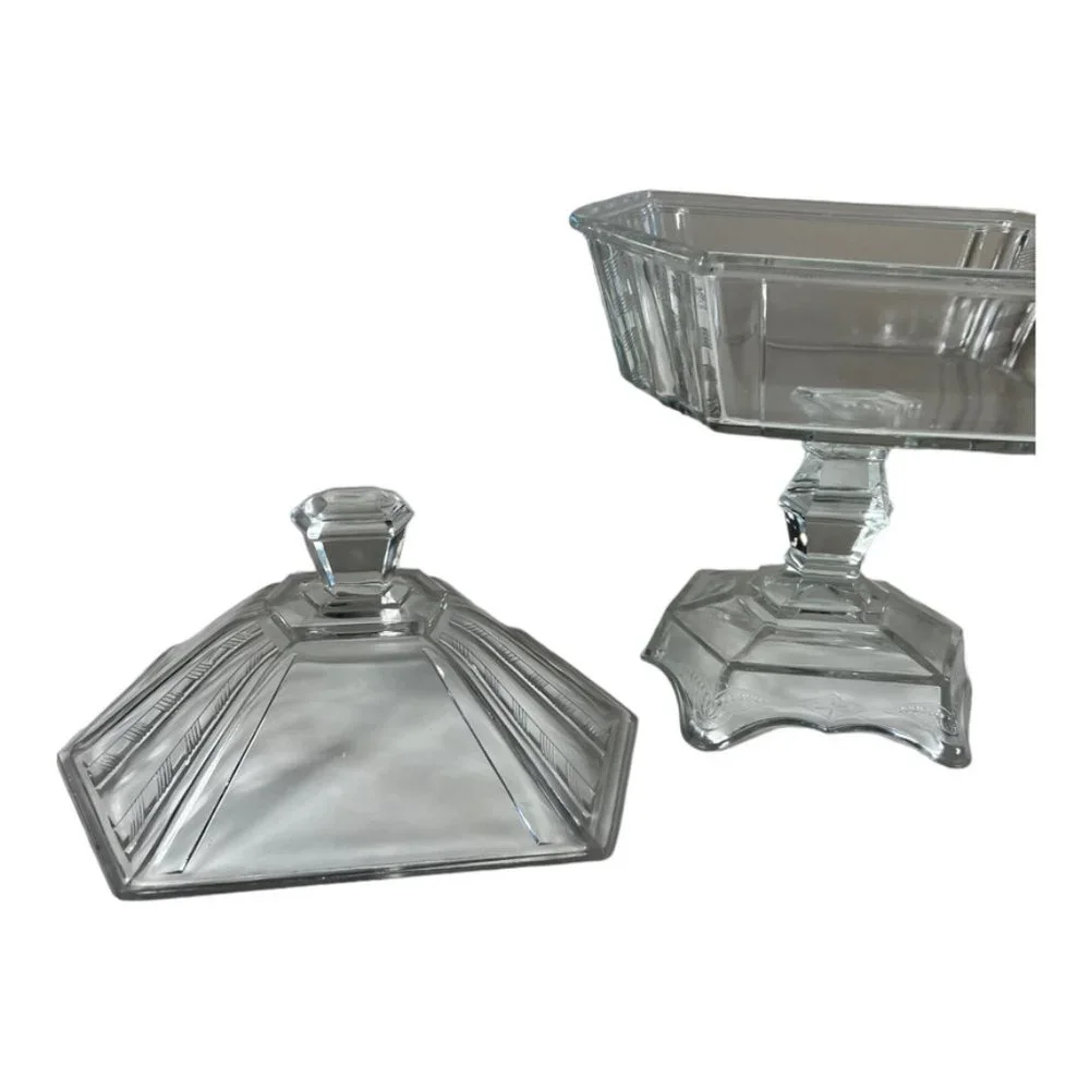 Early American Glass Compote‎ Dish With LId